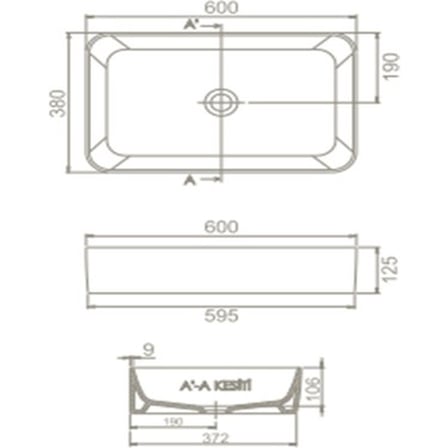 60x38 cm Turkuaz Seramik Lavabo, Şık ve Kullanışlı
