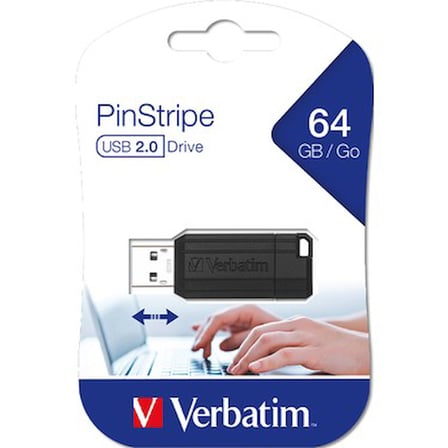 Verbatim PinStripe 64GB USB 2.0 Çek-İt Kızak Özellikli Flash Bellek -