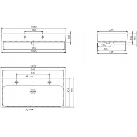 Çift Hazneli Etajerli 100 cm Seramik Lavabo Tasarımı