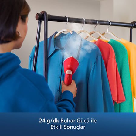 El tipi buharlı düzleştirici, taşınabilir ve 24 g/dk kesintisiz buhar çıkışı sunar
