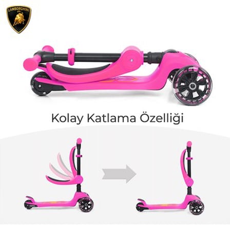 2in1 Katlanabilir Oturaklı Işıklı Çocuk Scooter