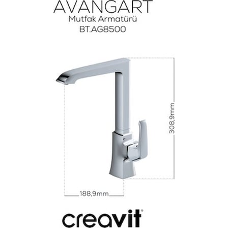 Creavit Avangart Krom Mutfak Eviye Bataryası