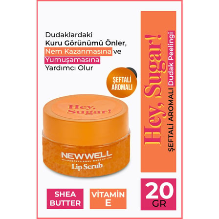 20 ml şeftali aromalı dudak peelingi ile pürüzsüz dudaklar