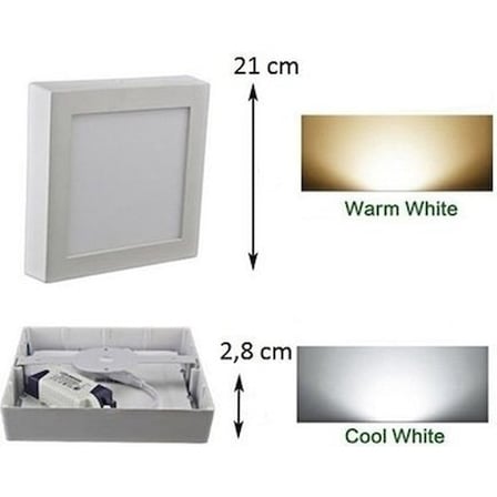 Sıva Üstü 18W Beyaz Kare LED Panel Armatür ile Aydınlatma