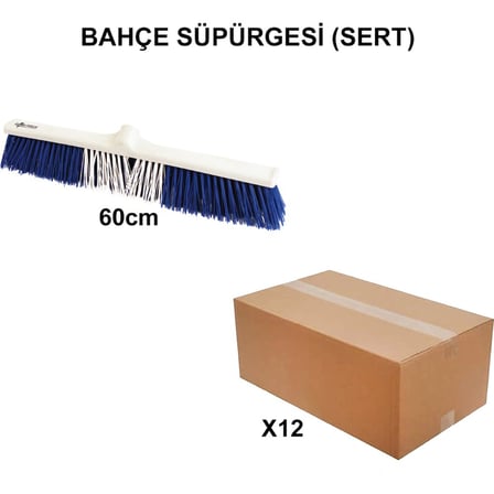 60 cm Sert Bahçe Süpürgesi, Toptan 12 Adet