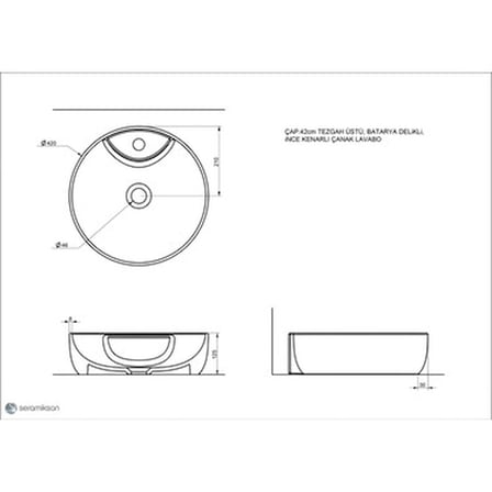 42 cm Tezgah Üstü Lavabo Bataryası, Modern Görünüm