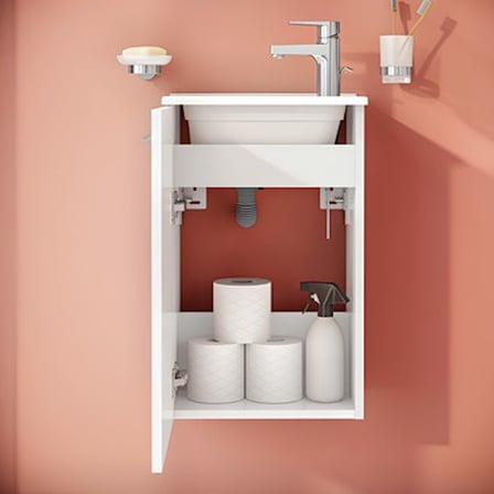 Kapaklı 40 cm Parlak Banyo Dolabı Seti