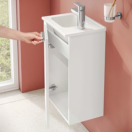 Kapaklı 40 cm Parlak Banyo Dolabı Seti