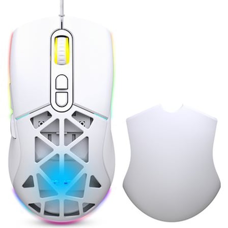Kablolu Beyaz Gaming Mouse, Özel Doku ve RGB Aydınlatmalı