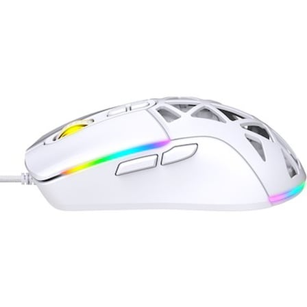 Kablolu Beyaz Gaming Mouse, Özel Doku ve RGB Aydınlatmalı