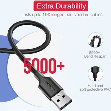 Hızlı Şarj İçin 1 Metre Micro USB Kablosu, Siyah Renk Seçeneği