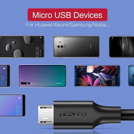 Hızlı Şarj İçin 1 Metre Micro USB Kablosu, Siyah Renk Seçeneği