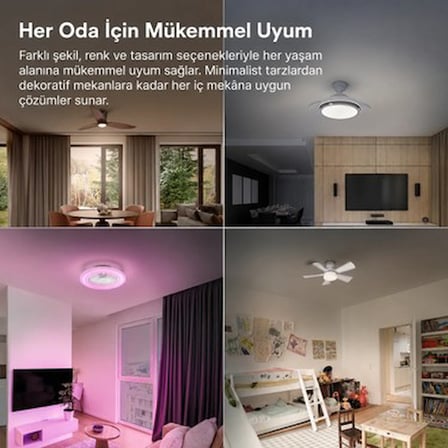 Osram Kumandalı Siyah 18W 3 Kanatlı Tavan Vantilatörü Güçlü Işık Yönü ve Modern