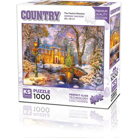 1000 Parça Renkli Kış Temalı Festive Mansion Puzzle