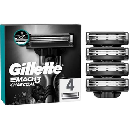 Gillette Mach3 Charcoal Tıraş Bıçağı 4 Adet Mikrofin Koruyucularla Cilt Tahrişini