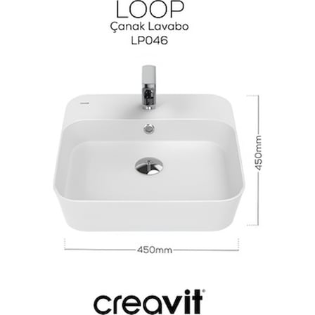 Kare Delikli Lavabo, 45 cm Ebatında