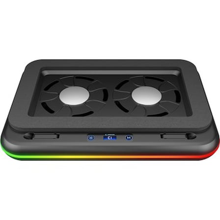 Siyah 120mm RGB Aydınlatmalı 5 Modlu 2 Fanlı Notebook Soğutucu