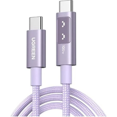 Ugreen Uno Usb-C 100W 5A Qc Pd Örgülü Hızlı Şarj Kablosu, 1 Metre, Mor,