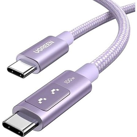 Ugreen Uno Usb-C 100W 5A Qc Pd Örgülü Hızlı Şarj Kablosu, 1 Metre, Mor,