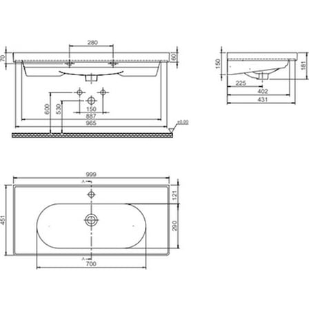 Mat Siyah Renkli Etajerli Seramik Lavabo, 100 cm