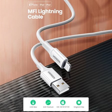 UGREEN Lightning - USB-A MFi Sertifikalı İphone Hızlı Şarj Kablosu, 1 m, Siyah,