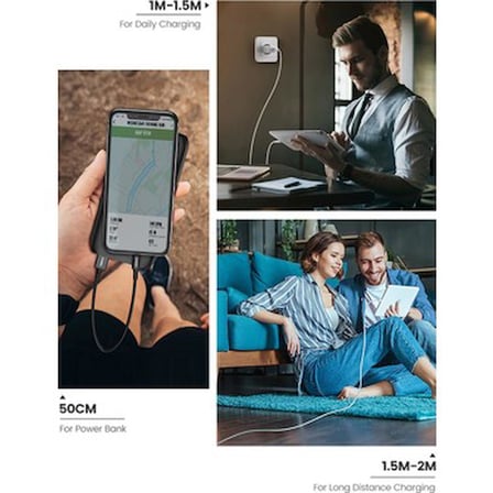 UGREEN Lightning - USB-A MFi Sertifikalı İphone Hızlı Şarj Kablosu, 1 m, Siyah,