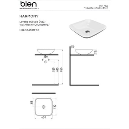 Deliksiz Taşma Özellikli 43 cm Lavabo Batarya