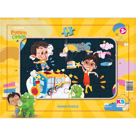 Eymen İle Çimen Temalı 24 Parça Frame Puzzle ile Eğlenceli Oyun