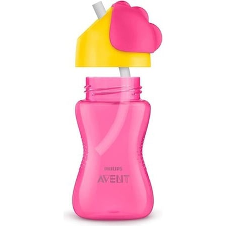 Pipetli Bardak, 300 ml Kapasiteli, Pembe-Sarı Renk Seçeneği