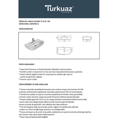 75x40 cm Tezgah Üstü Turkuaz Seramik Eviye