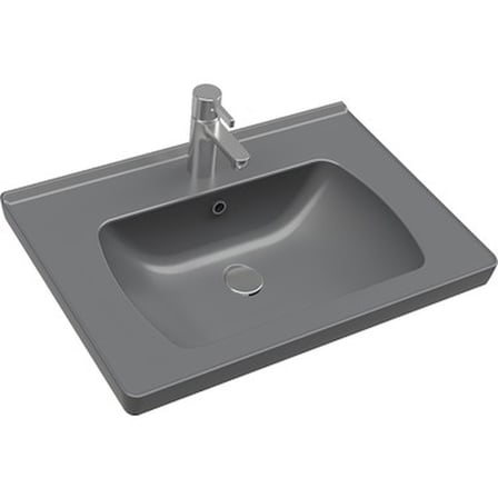 60 cm Etajerli Lavabo, Mat Antrasit Tasarım