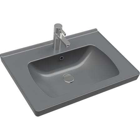 60 cm Etajerli Lavabo, Mat Antrasit Tasarım