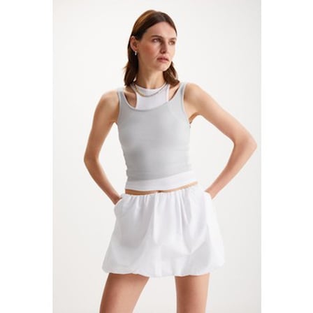 Slim Fit Kadın Sıfır Kol Gri Bluz Modelleri