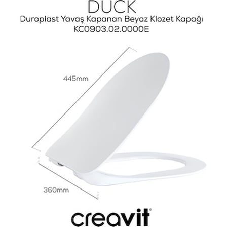 Creavit Free Beyaz Kanallı Asma Klozet FE320, Duroplast Yavaş Kapak, Terra Gömme Rezervuar
