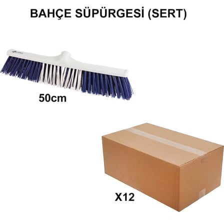 50 cm Sert Bahçe Süpürgesi, Toptan 12 Adet