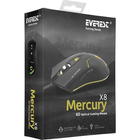 Everest Mercury X8 Usb Siyah 6D Optik Oyun