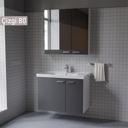 Antrasit Gri Banyo 80 cm Modern Tasarım ile Şık Kullanım