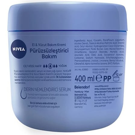 Pürüzsüzleştirici El ve Vücut Bakım Kremi 400 ml Şea Yağı ile