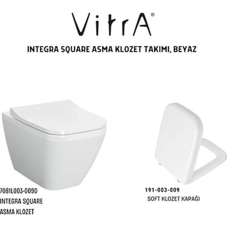 VitrA Integra Square Asma 7081L003-0090,VITRA Integra Square Klozet Kapağı