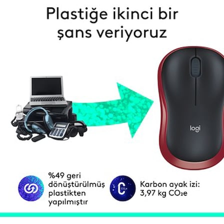 Logitech M185 Kablosuz Kırmızı
