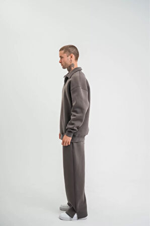 Paçası Yırtmaçlı Oversize Polo Yaka Eşofman Takımı