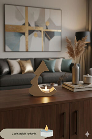 Christmas Noel Ağaç Tealight Mumluk / 1 Adet - Plastik