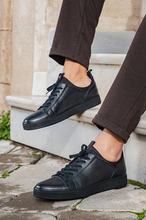 Düz Taban Hakiki Deri Erkek Sneaker
