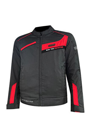 Motosiklet Montu Kısa 4 Mevsim Hörgüçlü Full Korumalı Maxdura Güçlendirilmiş Kumaş Motor Mont Red