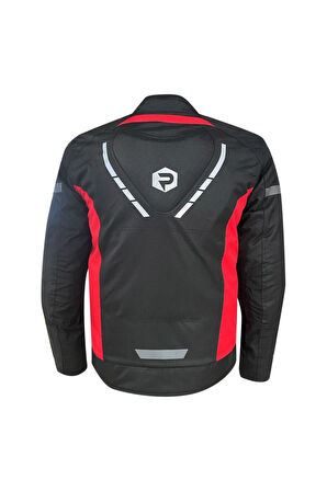 Motosiklet Montu Kısa 4 Mevsim Hörgüçlü Full Korumalı Maxdura Güçlendirilmiş Kumaş Motor Mont Red