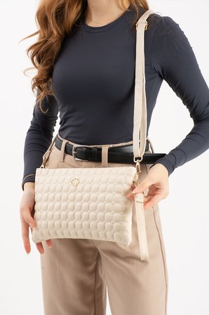 Kadın Suni Deri Siyah Mozaik Desen Çapraz Ve El Askılı Portföy Clutch