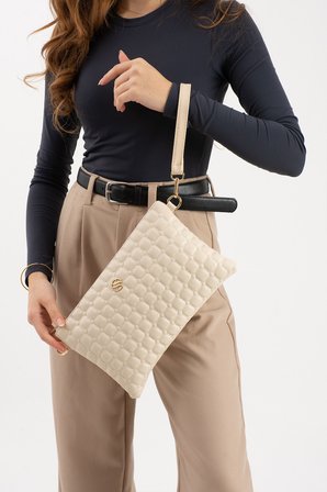 Kadın Suni Deri Siyah Mozaik Desen Çapraz Ve El Askılı Portföy Clutch