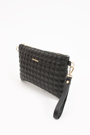 Kadın Suni Deri Siyah Mozaik Desen Çapraz Ve El Askılı Portföy Clutch
