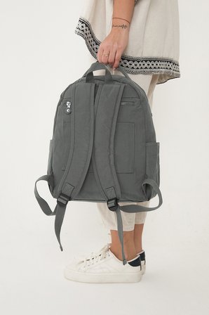 Sanmorris Unisex Suya Dayanıklı Krinkıl Kumaş Çok Gözlü Laptop Okul ve Sırt Çantası 3059