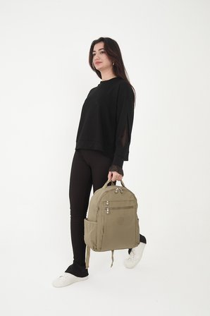 Sanmorris Unisex Suya Dayanıklı Krinkıl Kumaş Çok Gözlü Laptop Okul ve Sırt Çantası 3059